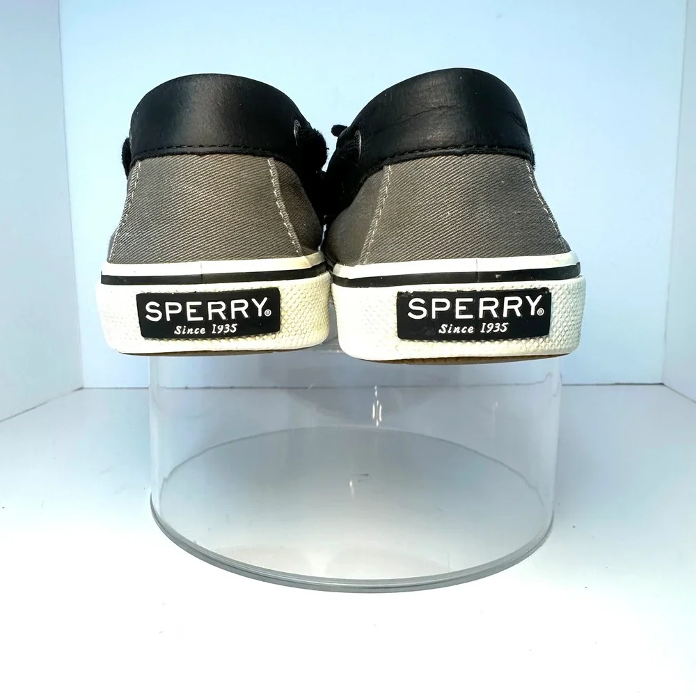 Sperry Top-Sider Mens Grey Black Canvas Leather Boat Shoes‎ STS22946 Size 9
